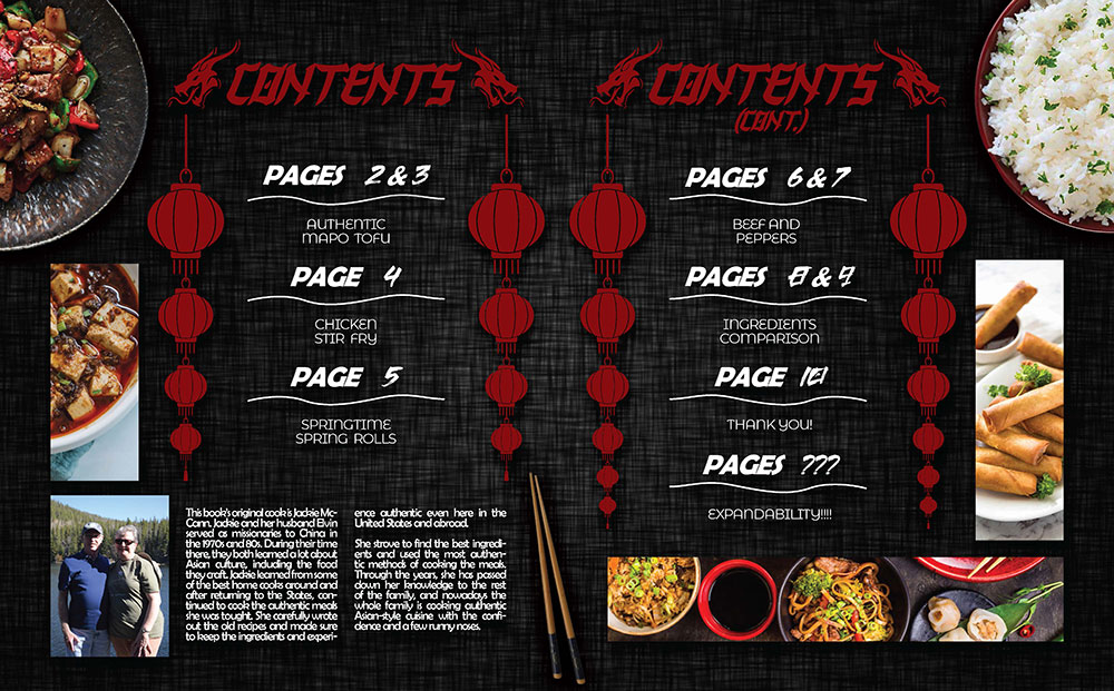 Chinese New Year Cookbook table of contents
