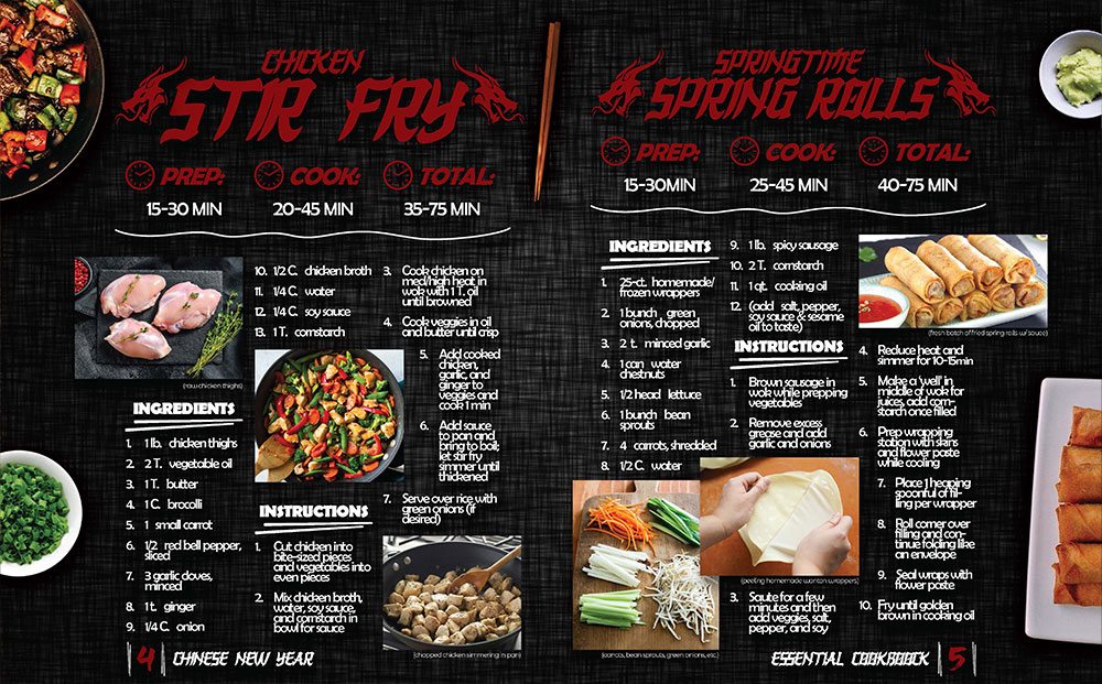 Chinese New Year Cookbook stir fry and spring rolls recipes